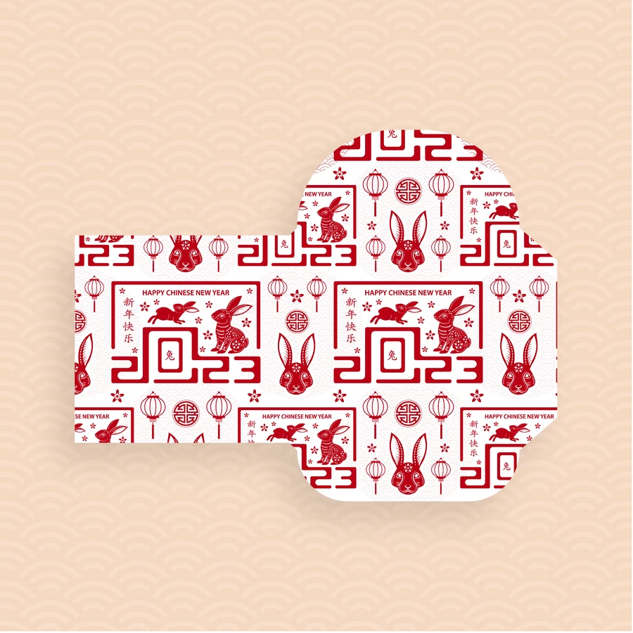 2023兔年新年春节新春喜庆红包封面设计效果展开图模板AI矢量素材【012】